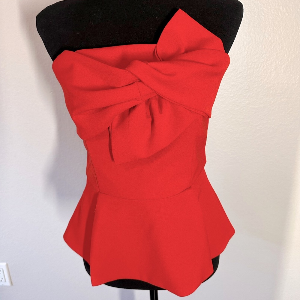Adelante rae for Anthropologie red top style with corset piping